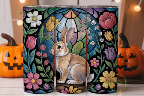 Easter Bunny Stained Glass 20oz Tumbler Sublimation PixelChick 