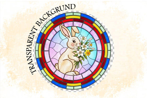Easter Bunny Stained Glass Clipart Bundle. Sublimation SVGArt 