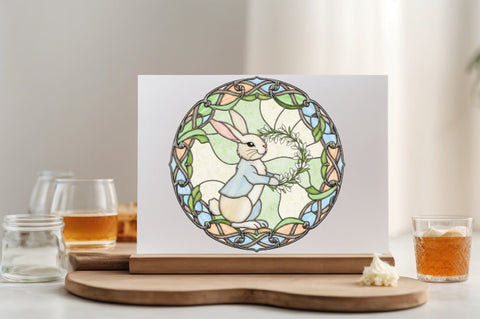 Easter Bunny Stained Glass Clipart Bundle. Sublimation SVGArt 