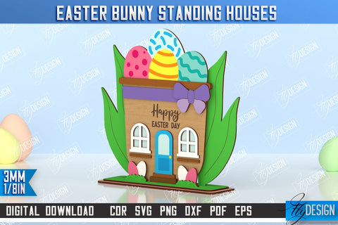 Easter Bunny Standing House | Easter Wooden Decor | Home Décor | CNC File SVG Fly Design 