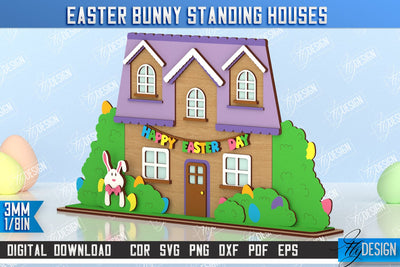 Easter Bunny Standing House | Easter Wooden Decor | Home Décor | CNC File SVG Fly Design 