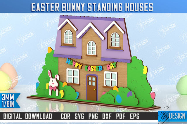 Easter Bunny Standing House | Easter Wooden Decor | Home Décor | CNC File SVG Fly Design 