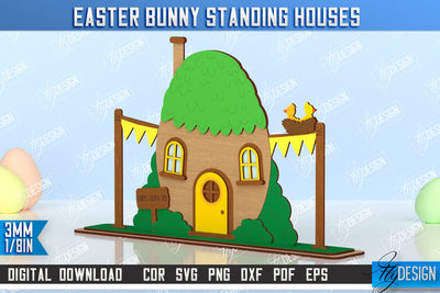 Easter Bunny Standing House | Easter Wooden Decor | Home Décor | CNC File SVG Fly Design 