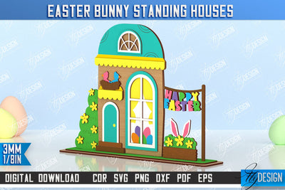 Easter Bunny Standing House | Easter Wooden Decor | Home Décor | CNC File SVG Fly Design 