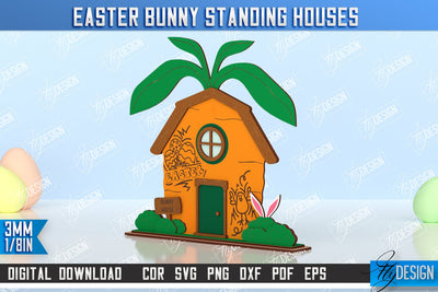 Easter Bunny Standing House | Easter Wooden Decor | Home Décor | CNC File SVG Fly Design 