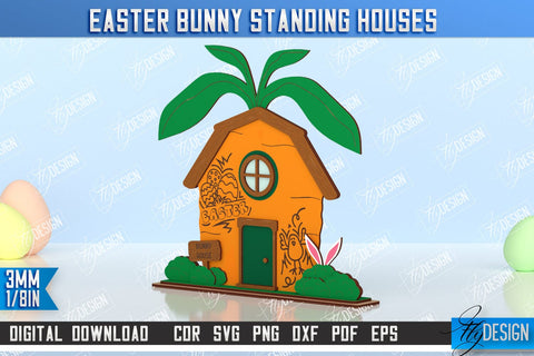 Easter Bunny Standing House | Easter Wooden Decor | Home Décor | CNC File SVG Fly Design 