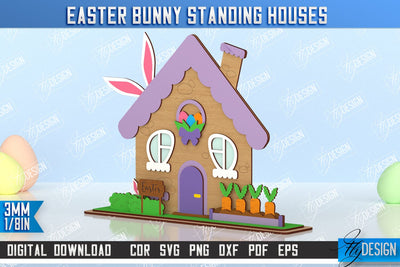 Easter Bunny Standing House | Easter Wooden Decor | Home Décor | CNC File SVG Fly Design 