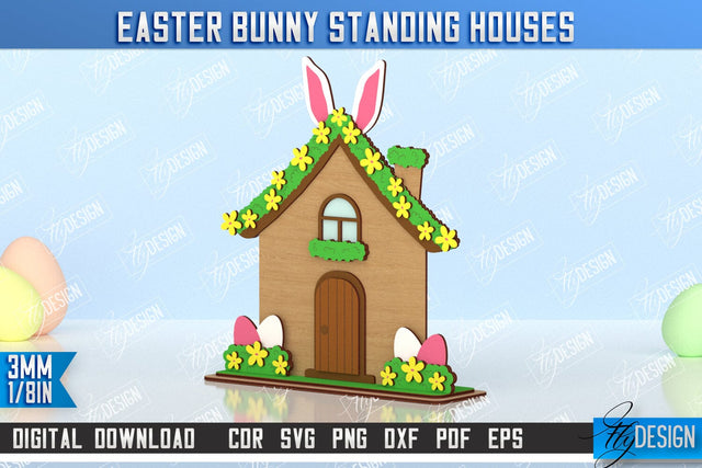 Easter Bunny Standing House | Easter Wooden Decor | Home Décor | CNC File SVG Fly Design 