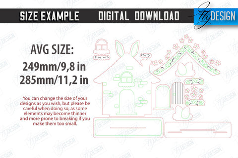 Easter Bunny Standing House | Easter Wooden Decor | Home Décor | CNC File SVG Fly Design 