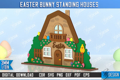 Easter Bunny Standing House | Easter Wooden Decor | Home Décor | CNC File SVG Fly Design 
