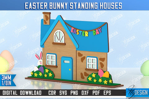 Easter Bunny Standing House | Easter Wooden Decor | Home Décor | CNC File SVG Fly Design 