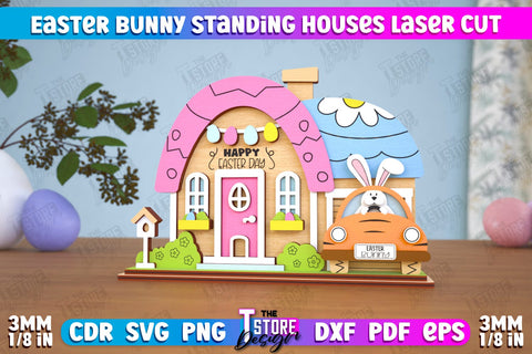 Easter Bunny Standing House | Easter Wooden Decor | Home Décor | CNC File SVG The T Store Design 