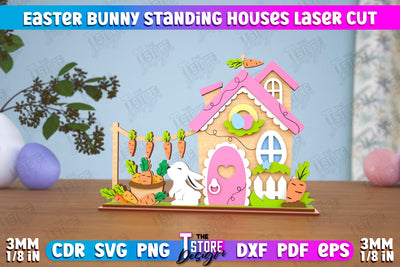 Easter Bunny Standing House | Easter Wooden Decor | Home Décor | CNC File SVG The T Store Design 