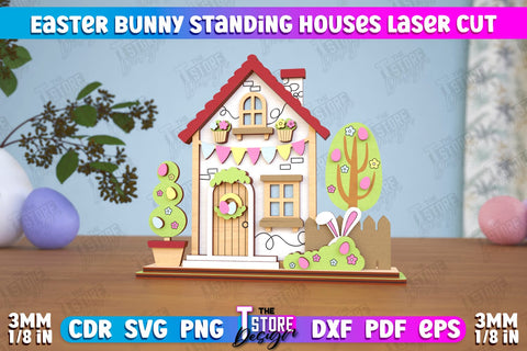 Easter Bunny Standing House | Easter Wooden Decor | Home Décor | CNC File SVG The T Store Design 