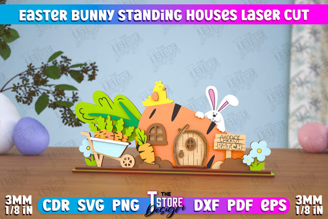 Easter Bunny Standing House | Easter Wooden Decor | Home Décor | CNC File SVG The T Store Design 