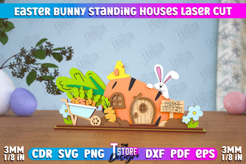 Easter Bunny Standing House | Easter Wooden Decor | Home Décor | CNC File SVG The T Store Design 