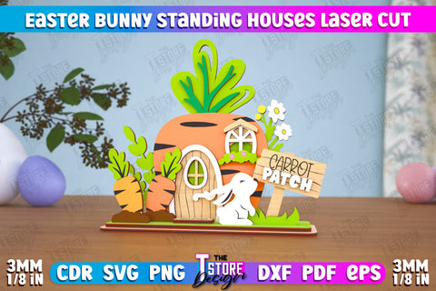 Easter Bunny Standing House | Easter Wooden Decor | Home Décor | CNC File SVG The T Store Design 