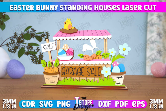 Easter Bunny Standing House | Easter Wooden Decor | Home Décor | CNC File SVG The T Store Design 