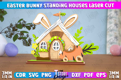 Easter Bunny Standing House | Easter Wooden Decor | Home Décor | CNC File SVG The T Store Design 