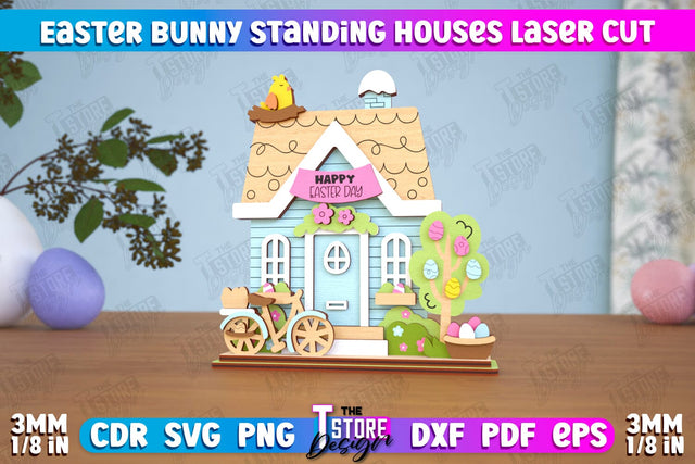 Easter Bunny Standing House | Easter Wooden Decor | Home Décor | CNC File SVG The T Store Design 