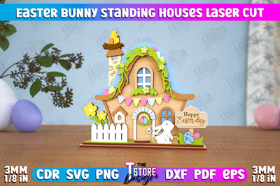 Easter Bunny Standing House | Easter Wooden Decor | Home Décor | CNC File SVG The T Store Design 