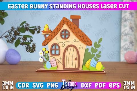 Easter Bunny Standing House | Easter Wooden Decor | Home Décor | CNC File SVG The T Store Design 