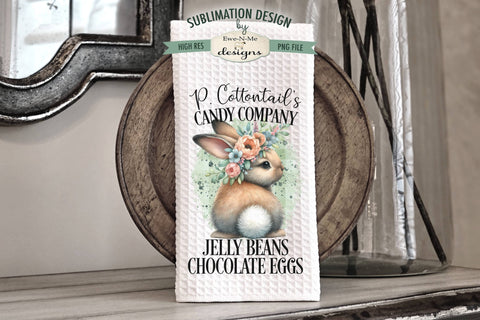Easter Bunny Sublimation Design for Kitchen Towels - Cottontail Candy - Cottontail Delivery Sublimation Ewe-N-Me Designs 