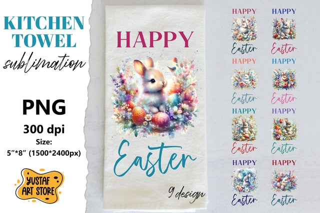 Easter bunny sublimation. Happy Easter towel bundle 9 design Sublimation Yustaf Art Store 