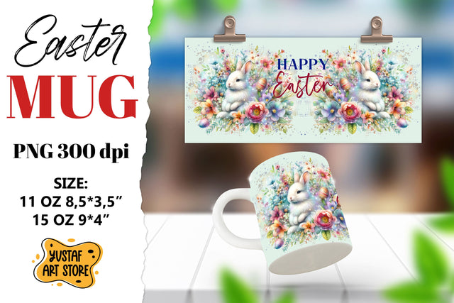 Easter bunny sublimation mug wrap. Happy Easter Sublimation Yustaf Art Store 
