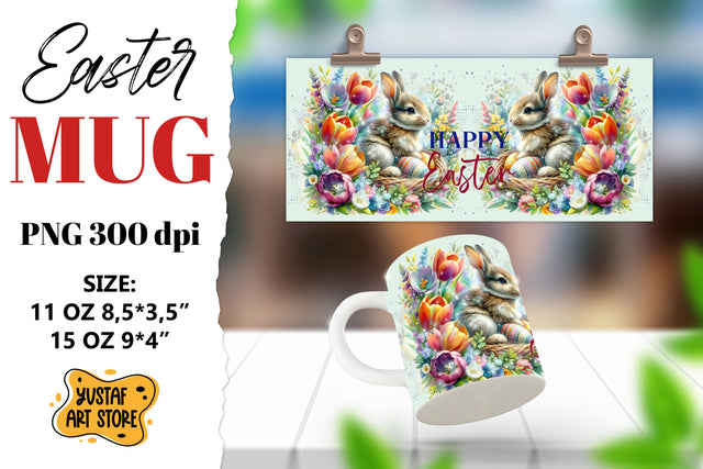 Easter bunny sublimation mug wrap. Happy Easter Sublimation Yustaf Art Store 