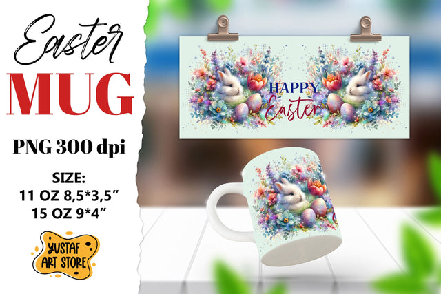 Easter bunny sublimation mug wrap. Happy Easter Sublimation Yustaf Art Store 