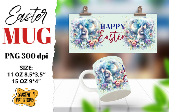 Easter bunny sublimation mug wrap. Happy Easter Sublimation Yustaf Art Store 