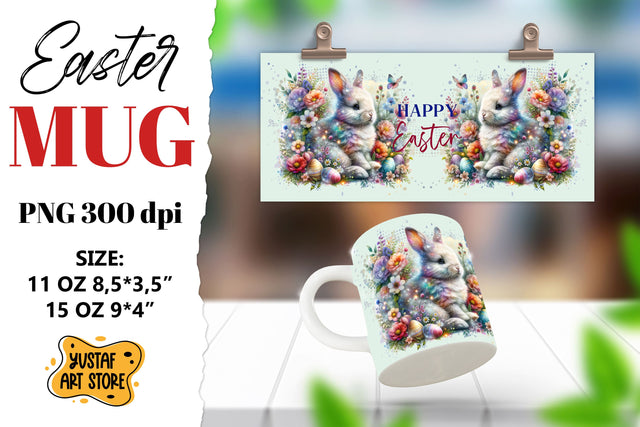 Easter bunny sublimation mug wrap. Happy Easter Sublimation Yustaf Art Store 