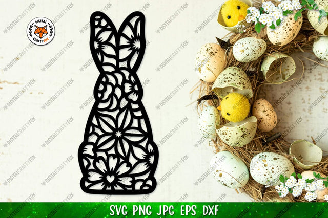 Easter Bunny SVG, Bunny Paper Cut SVG,Floral Bunny SVG SVG Digital Craftyfox 
