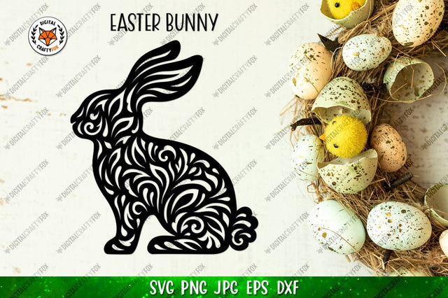 Easter Bunny SVG, Bunny Paper Cut SVG,Floral Bunny SVG SVG Digital Craftyfox 