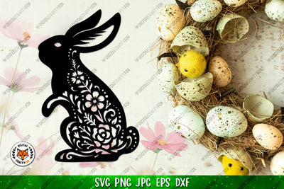 Easter Bunny SVG, Bunny Paper Cut SVG,Floral Bunny SVG SVG Digital Craftyfox 