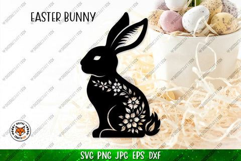 Easter Bunny SVG, Floral Bunny Paper Cut SVG SVG Digital Craftyfox 