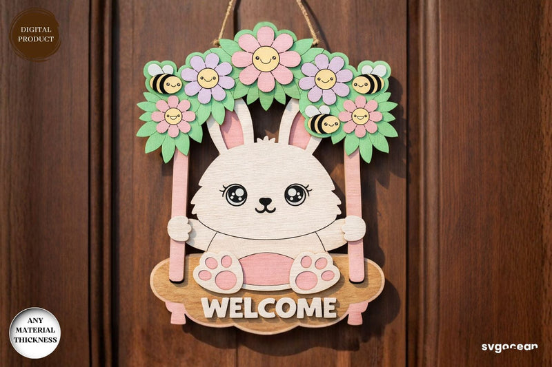 Easter Bunny Swing Door Sign Laser Cut SVG SvgOcean 