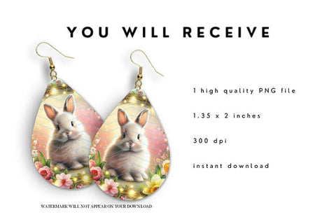Easter Bunny teardrop earring sublimation design Sublimation BijouBay 