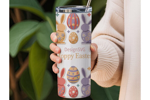 Easter Bunny Tumbler Wrap PNG Sublimation DesignSVG 