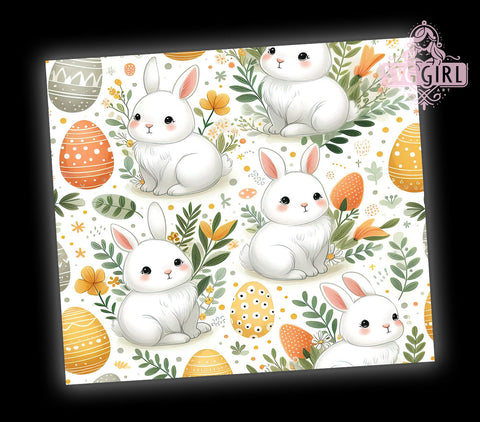 Easter Bunny Tumbler Wrap, Seamless Easter Design, Bunny Eggs Sublimation Wrap, 20oz Tumbler Template, Digital Download Tumbler, Spring Drinkware, Cute Easter Art, Holiday Tumbler Design Sublimation SvggirlplusArt 