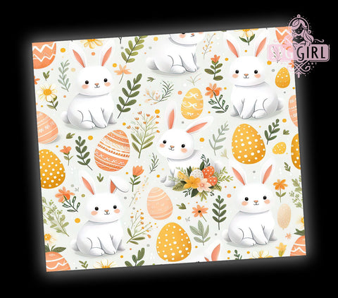 Easter Bunny Tumbler Wrap, Seamless Easter Design, Bunny Eggs Sublimation Wrap, 20oz Tumbler Template, Digital Download Tumbler, Spring Drinkware, Cute Easter Art, Holiday Tumbler Design Sublimation SvggirlplusArt 