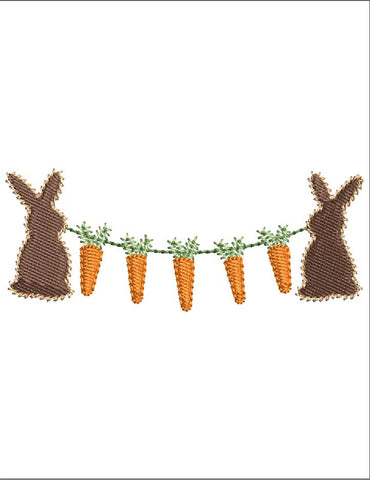 Easter Bunny w/ Carrots Banner for Baby Name Embroidery Design 4 Sizes - File formats in pes,dst,jef,xxx,exp,vip,vp3, gift, ideas, bunnies Embroidery/Applique DESIGNS AestheticdesignsE 