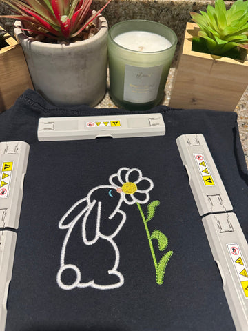 Easter Bunny w/ Flower Split Side Bow Embroidery Design 4 Sizes - File formats in pes,dst,jef,xxx,exp,vip,vp3, bow, side, popular, trending, Embroidery/Applique DESIGNS AestheticdesignsE 