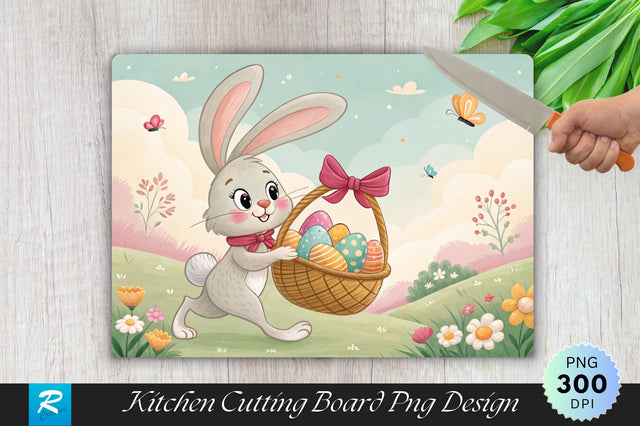 Easter Bunny with a Basket Cutting Board Sublimation Sublimation Regulrcrative 