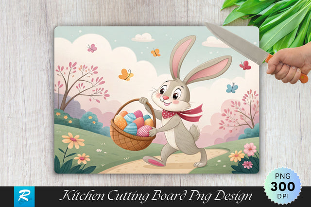 Easter Bunny with a Basket Cutting Board Sublimation Sublimation Regulrcrative 