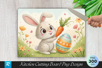 Easter Bunny with Carrot and Egg Sublimation Cutting Board Design Sublimation Regulrcrative 