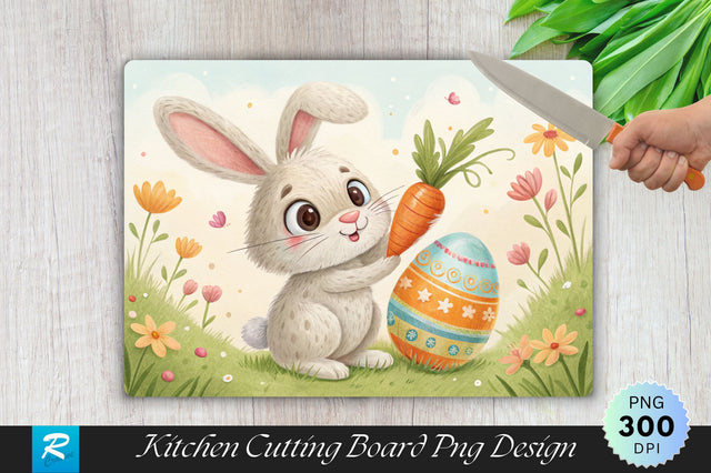 Easter Bunny with Carrot and Egg Sublimation Cutting Board Design Sublimation Regulrcrative 