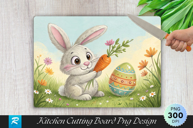 Easter Bunny with Carrot and Egg Sublimation Cutting Board Design Sublimation Regulrcrative 