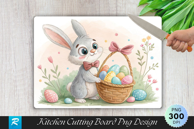 Easter Bunny with Chocolate Eggs Sublimation Cutting Board Design Sublimation Regulrcrative 